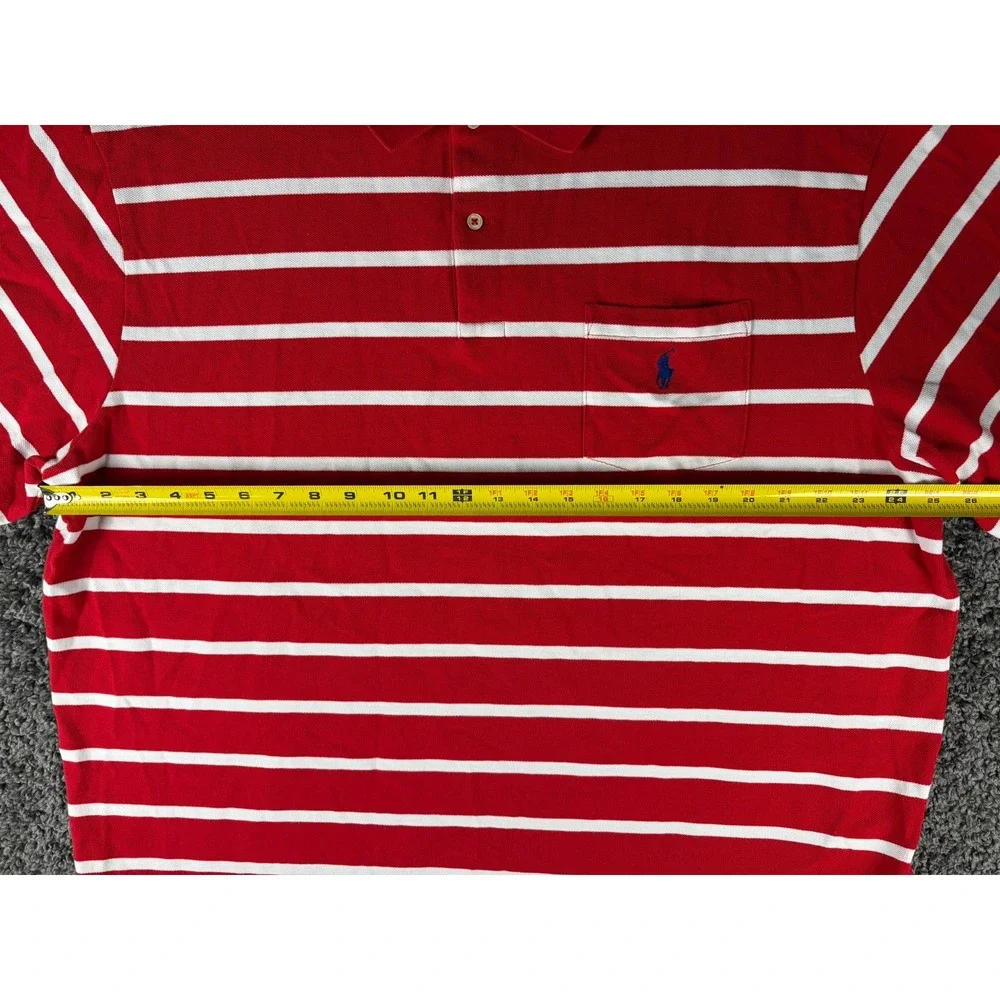 Lot of 2 Polo Ralph Lauren Mens 2XB Big Striped Pocket Polo Shirts Red Green